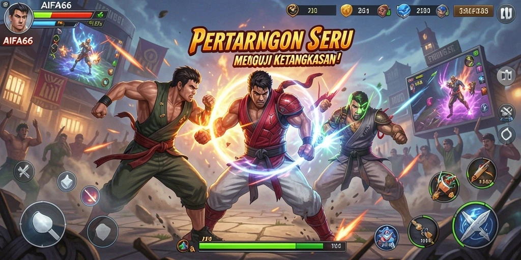 Screenshot permainan AIFA66 yang menampilkan aksi pertarungan yang intens.