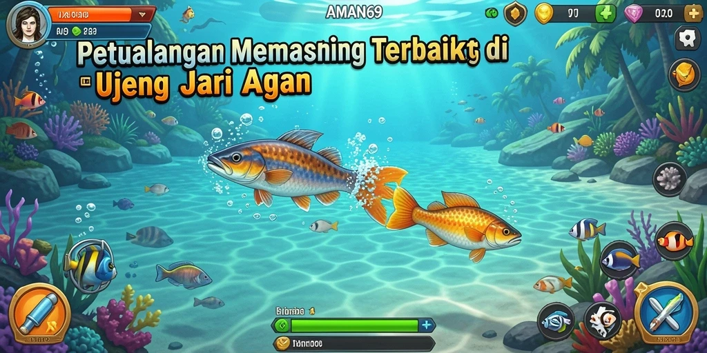Gameplay seru AMAN69 dengan visual menakjubkan saat memancing.