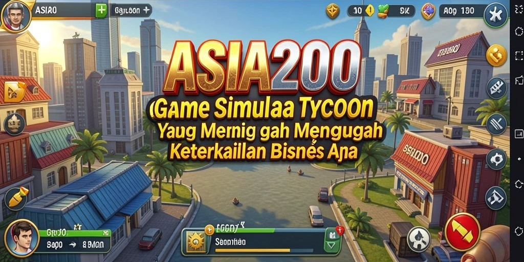 Tampilan gameplay <strong>ASIA200</strong> dengan elemen strategi bisnis yang menarik.