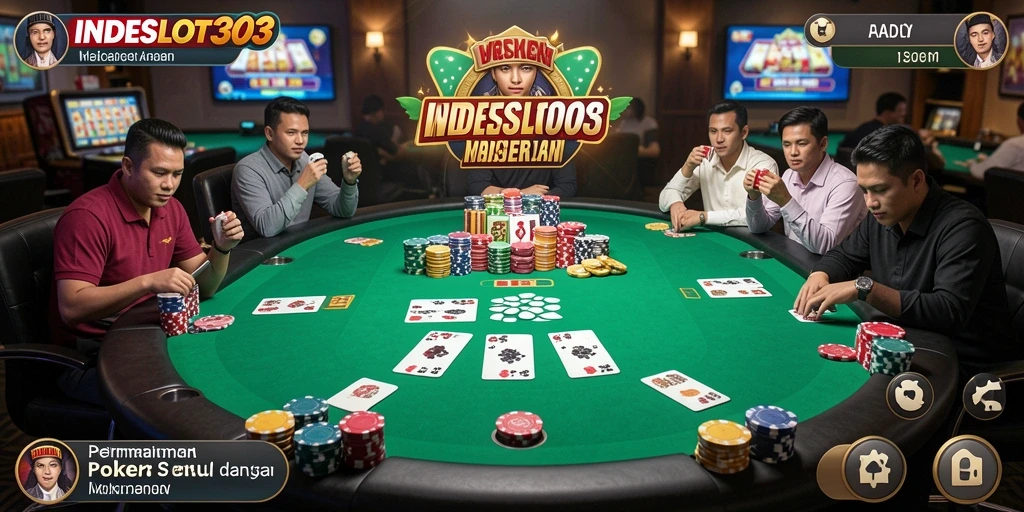 Tampilan gameplay seru dalam permainan Poker di INDESLOT303.