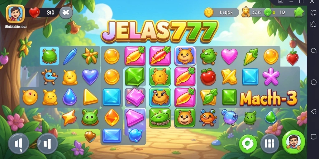 Screenshot gameplay JELAS777 dengan tampilan mengasyikkan saat mencocokkan simbol.