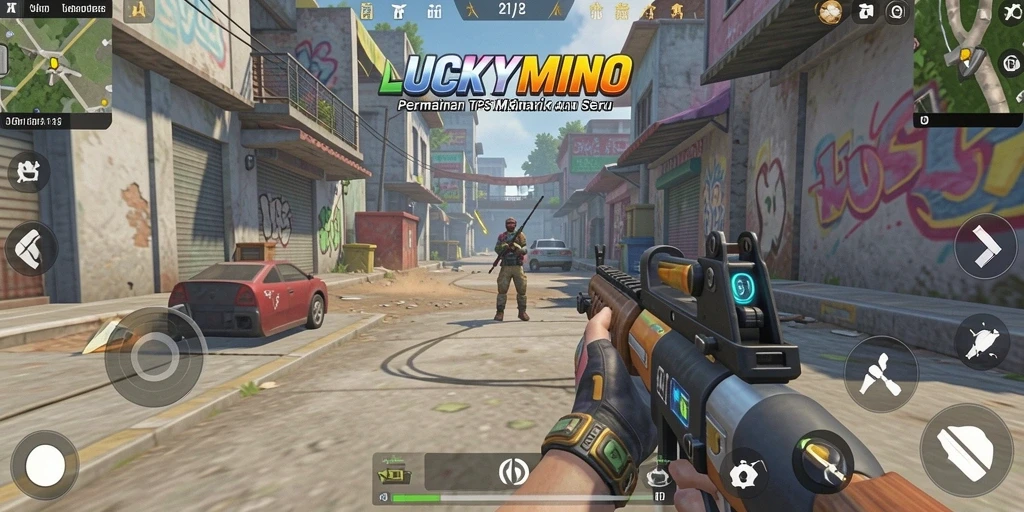 Tangkapan layar menunjukkan momen aksi intens dalam gameplay TPS.