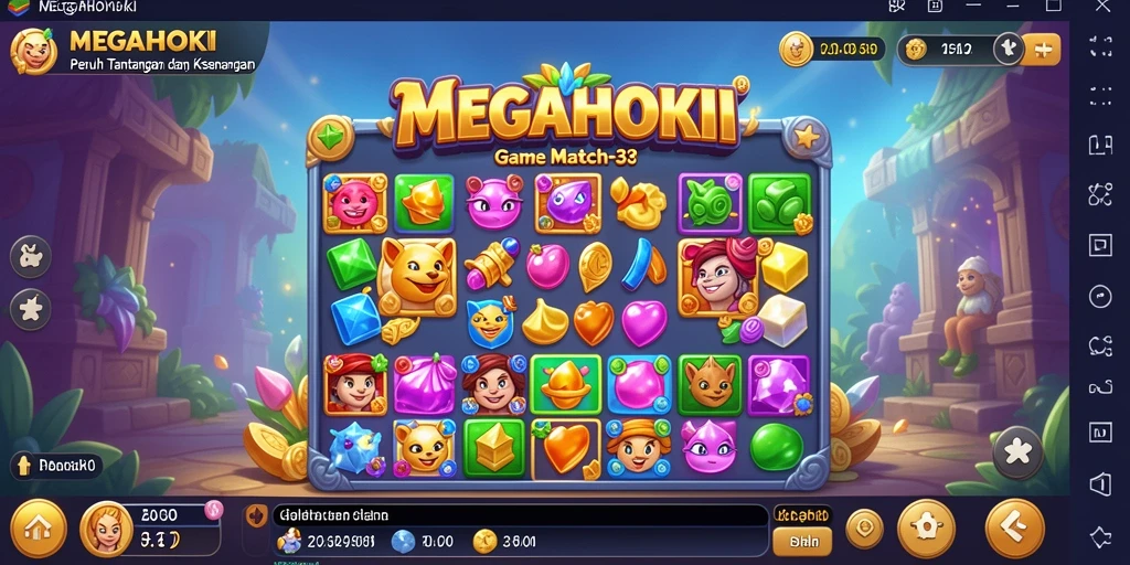Tampilan gameplay MEGAHOKI yang penuh warna dan menyenangkan.