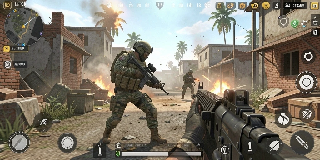 Gameplay MPO08 menampilkan aksi tembak-menembak yang mendebarkan.