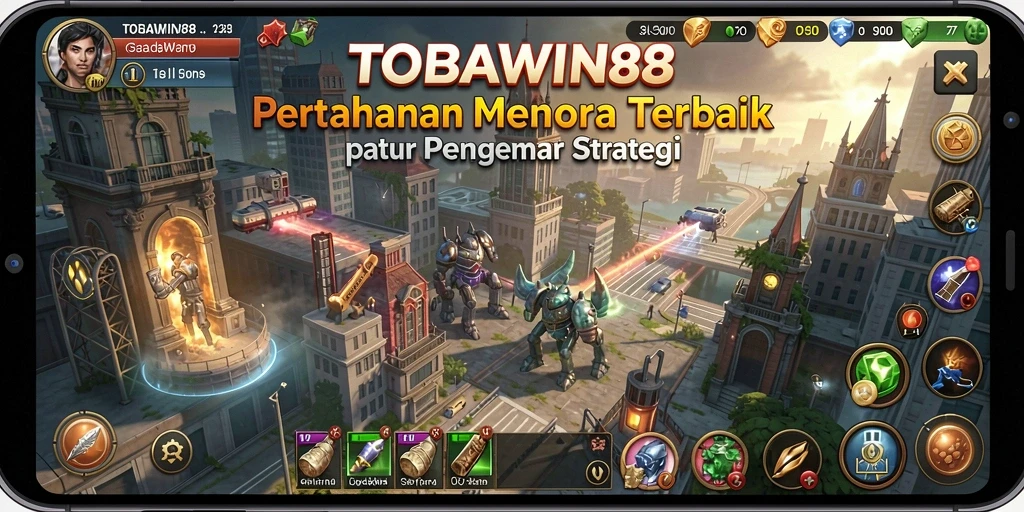 Tangkapan layar menunjukkan aksi seru dalam permainan Tower Defense.
