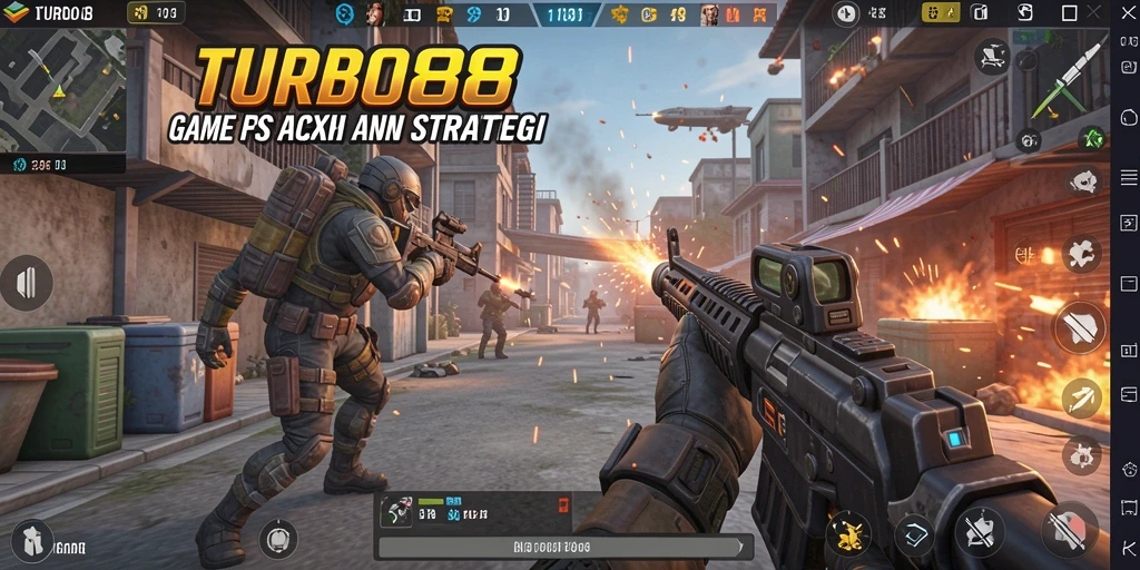 Screenshot TURBO88 menampilkan pertempuran epik di medan perang.